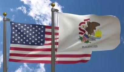 American flag over Illinois